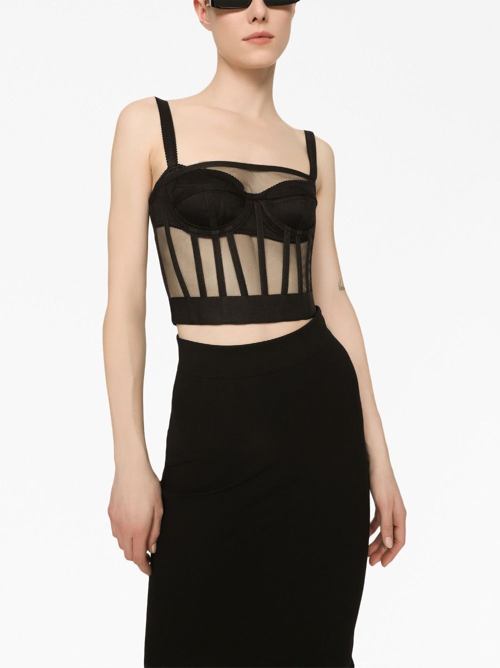 boned-bodice cropped tank top - 5