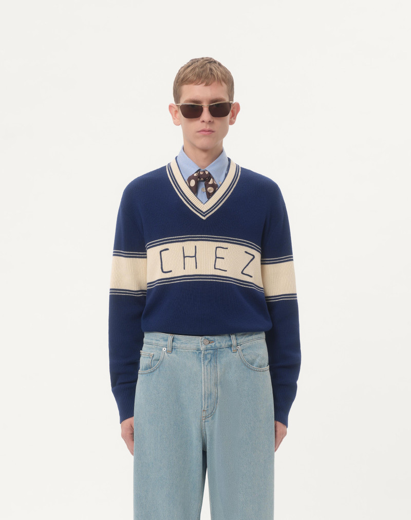 WOOL AND COTTON SWEATER WITH CHEZ VALENTINO JACQUARD PATTERN 5