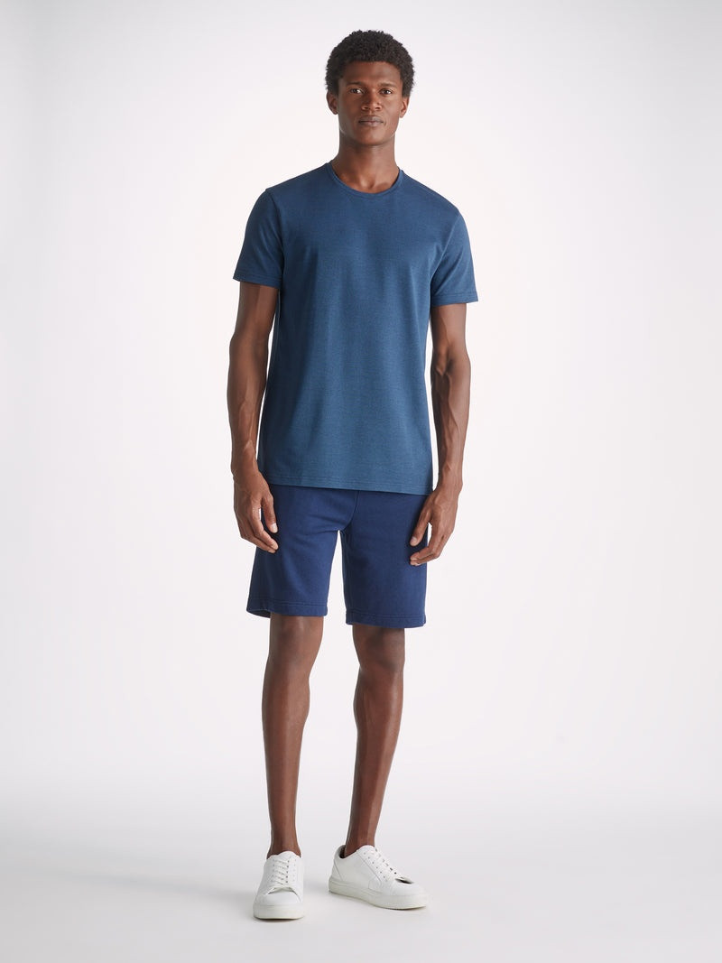 Derek Rose Men's T-Shirt Ramsay Pique Cotton Tencel Denim outlook