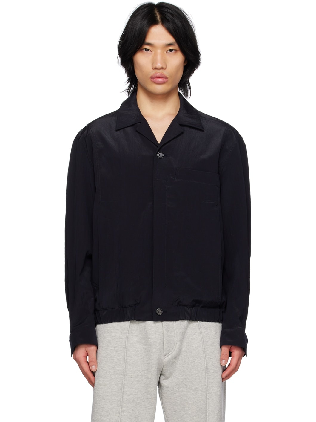 Navy Notched Lapel Jacket - 1