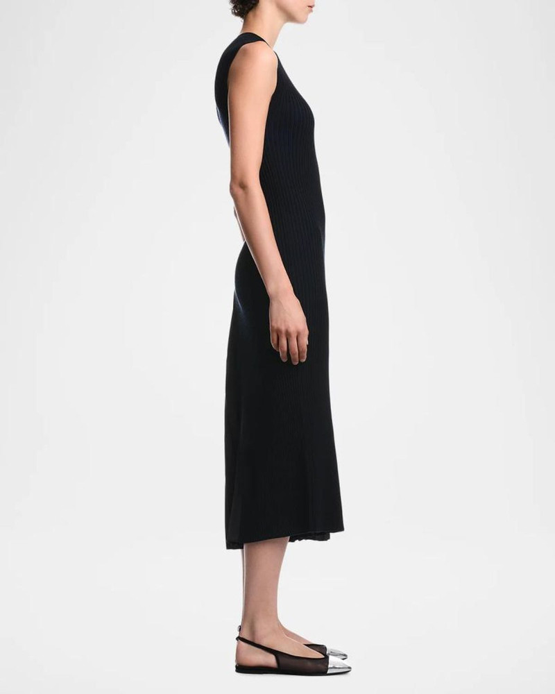 Pleated-Inset Rib Knit Midi Dress 4