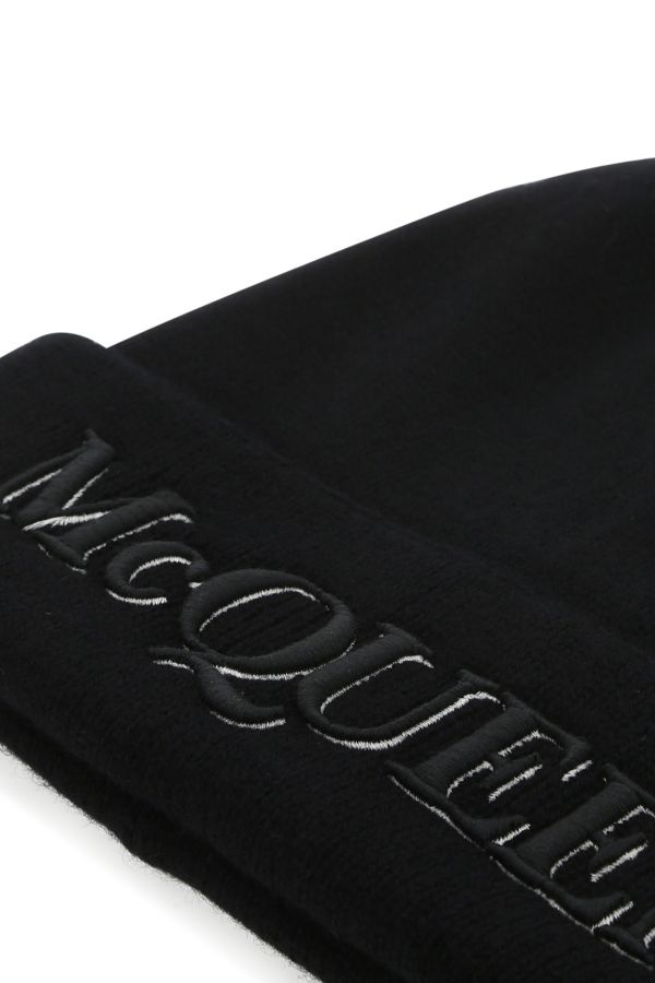 Black cashmere beanie hat - 3