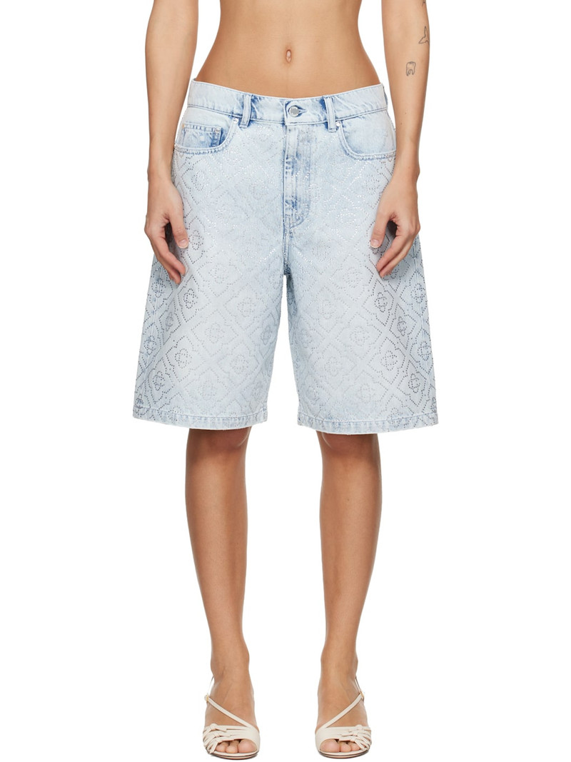 Blue Hotfix Baggy Denim Shorts 1