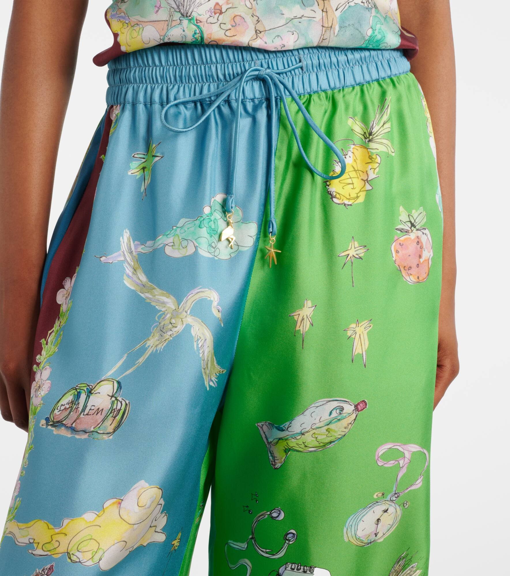 Daria printed silk wide-leg pants - 4
