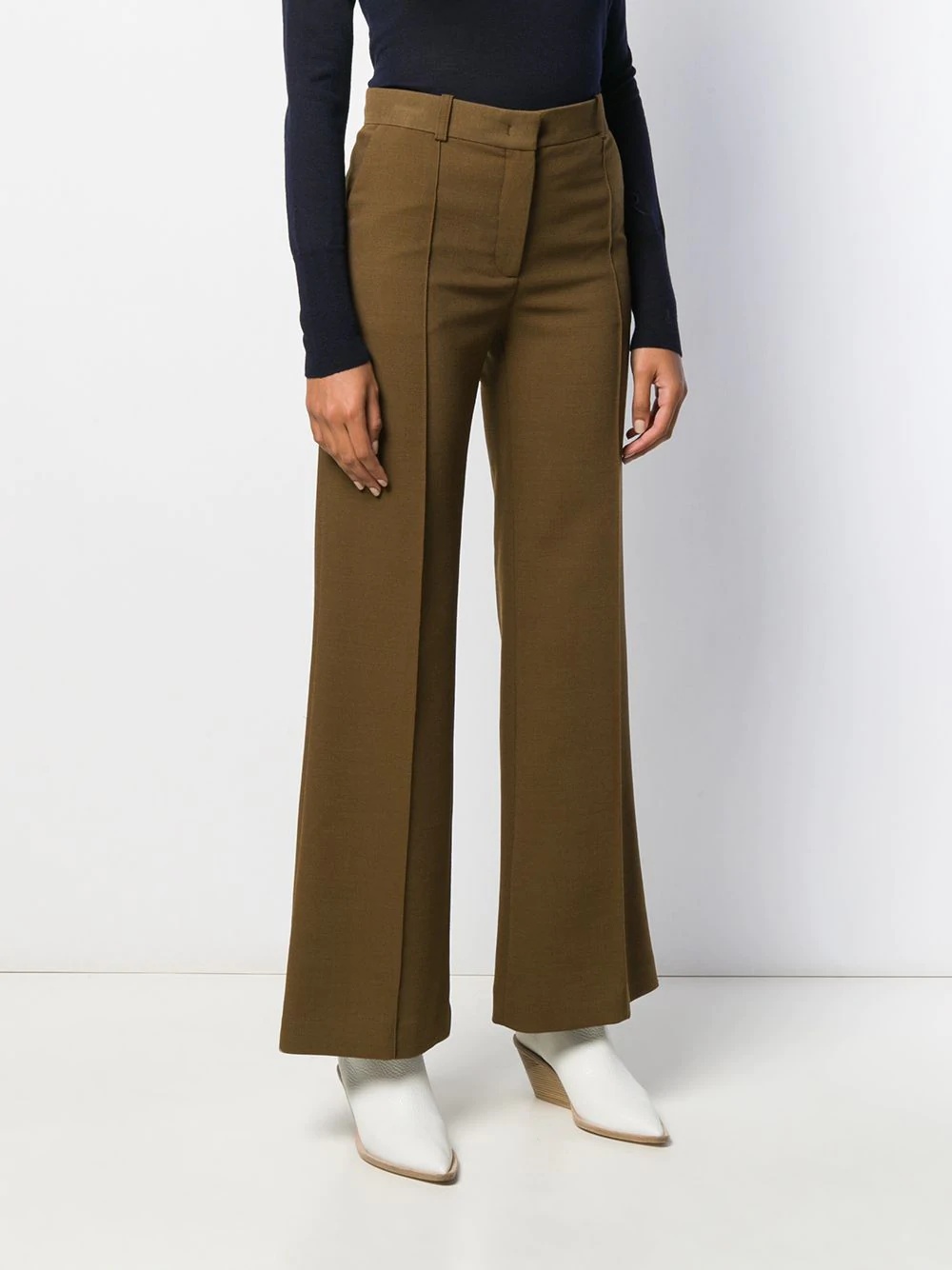 Wool-blend flared trousers - 3