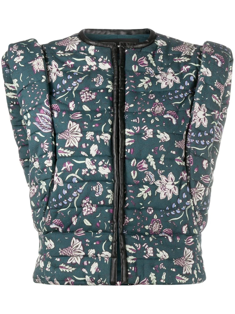 Adiena padded floral-print gilet - 1