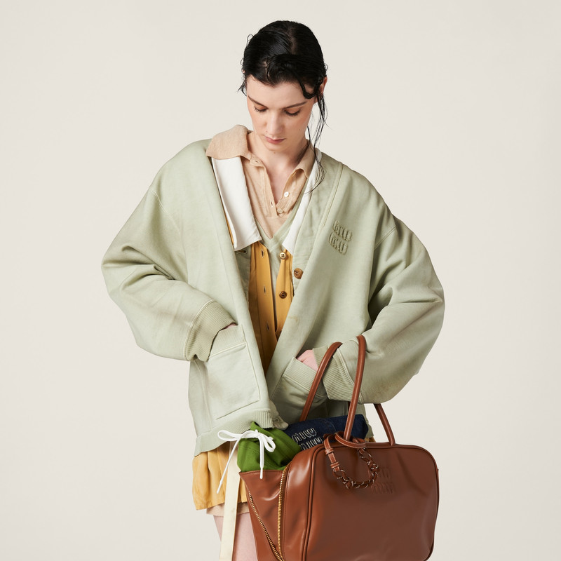 Garment-dyed cotton fleece cardigan 4