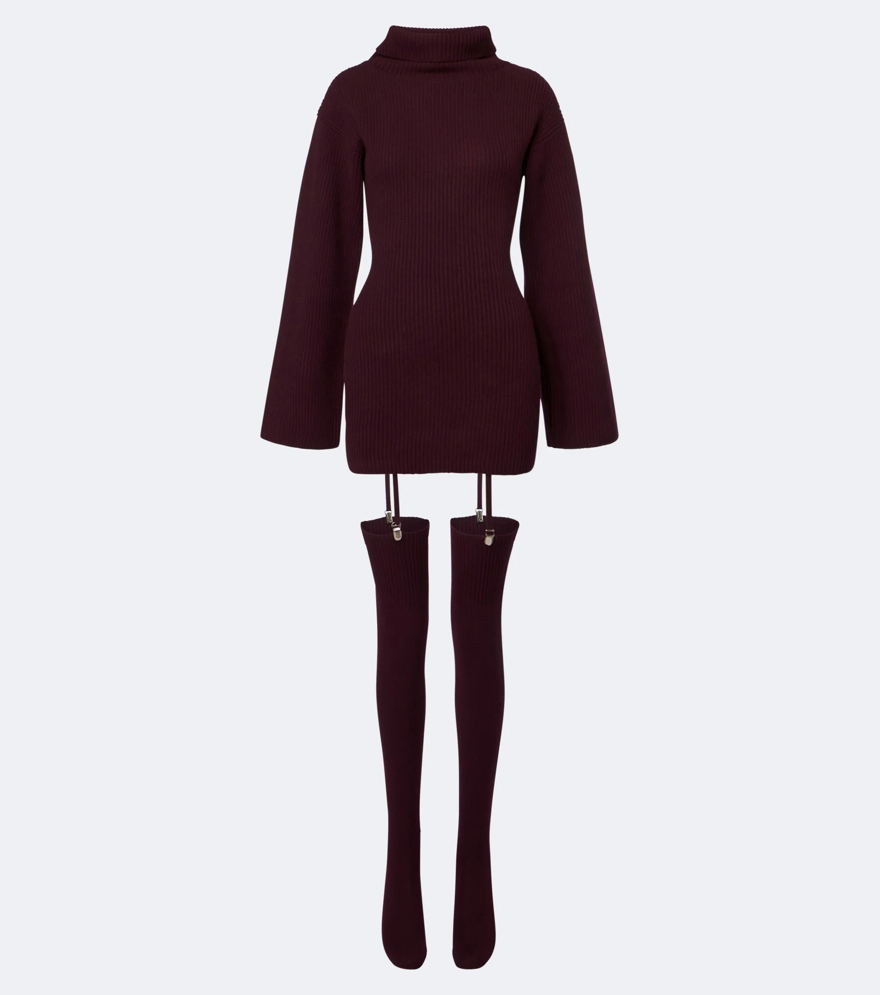 Cursa ribbed-knit wool minidress and tights set - 1