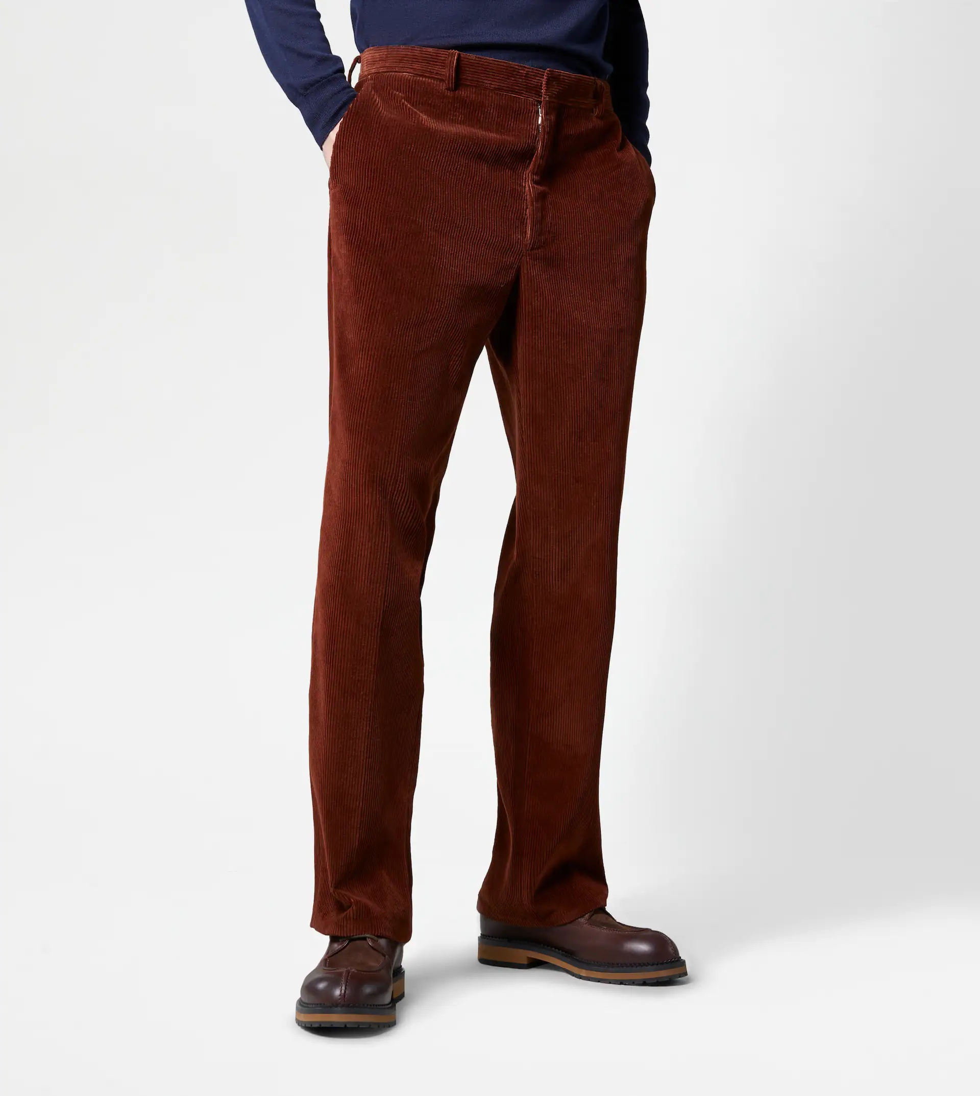 BAGGY TROUSERS IN VELVET - BROWN - 6