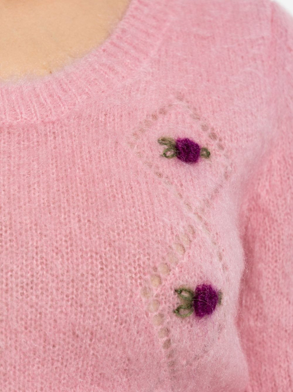 rose-embellished short-sleeved T-shirt - 5