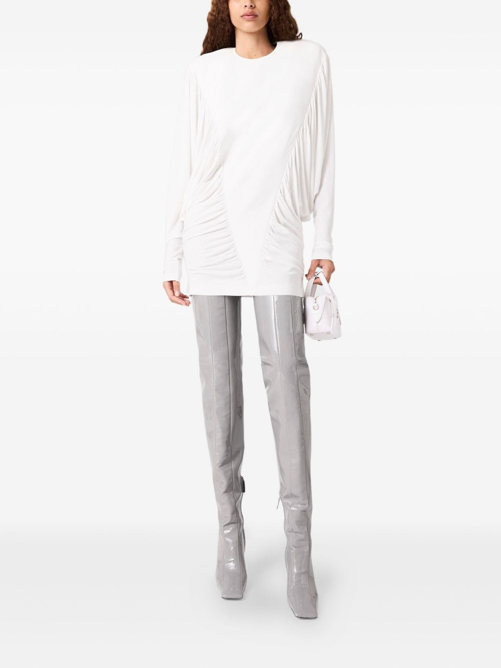 gathered-detail long-sleeve mini dress - 2