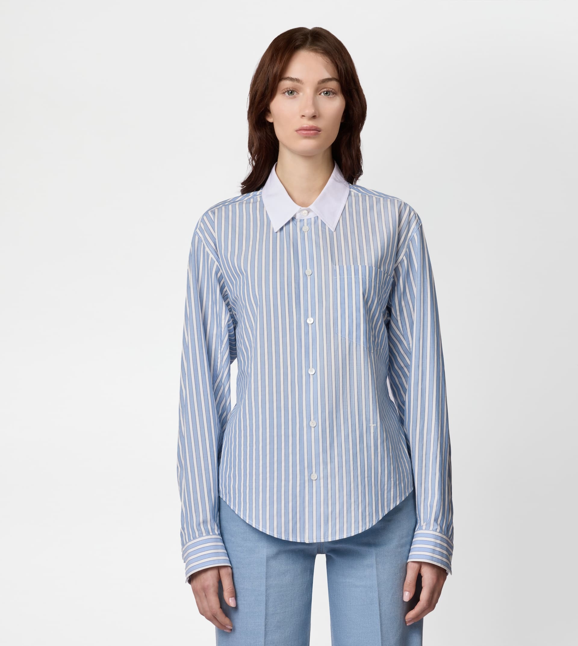 SHIRT IN POPLIN - LIGHT BLUE, WHITE - 3