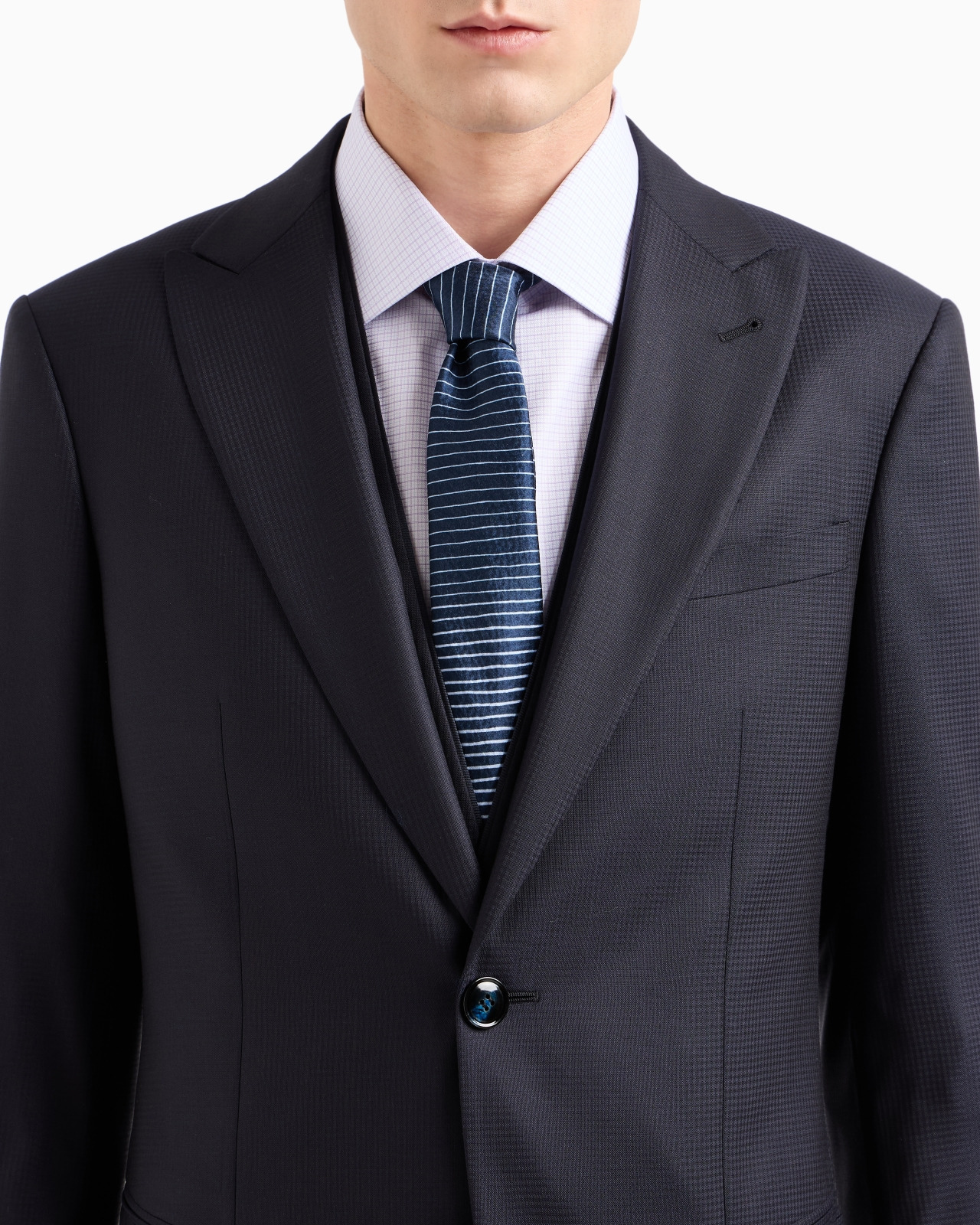 SOHO LINE SINGLE-BREASTED SUIT IN MICRO-GINGHAM WOOL - 4