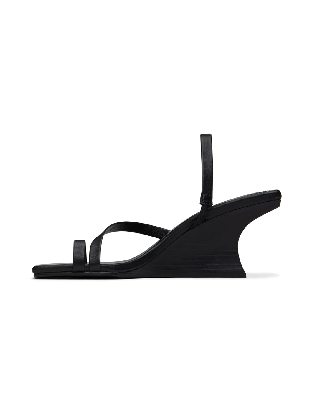 Black Architectural Wedge Heeled Sandals - 3