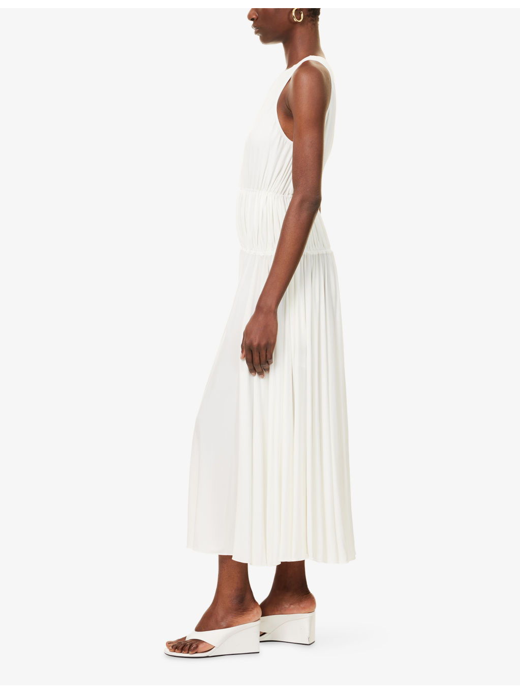 Draped Sleeveless Woven Maxi Dress - 3
