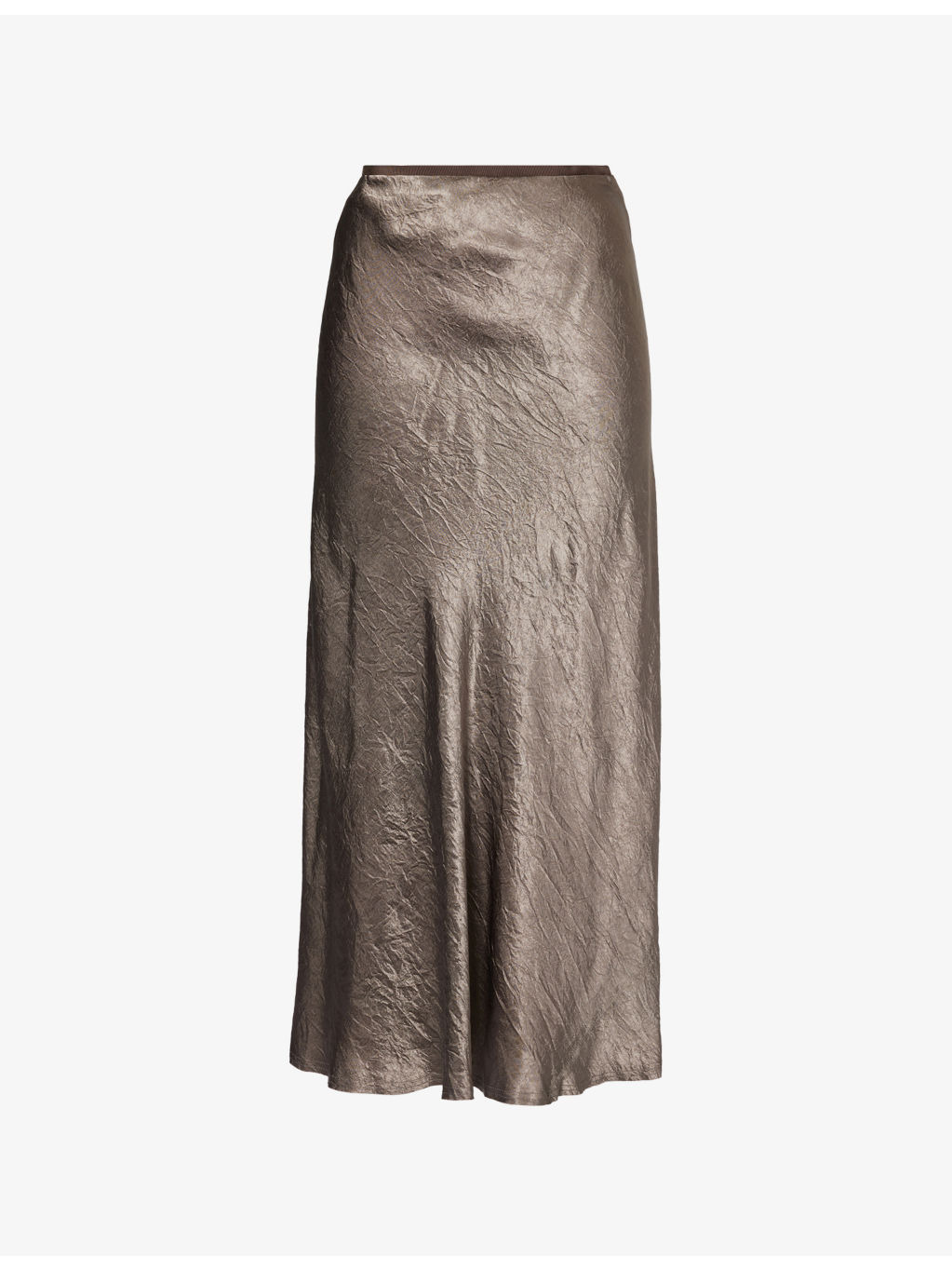 Crinkled-Texture Regular-Fit Woven Midi Skirt - 1