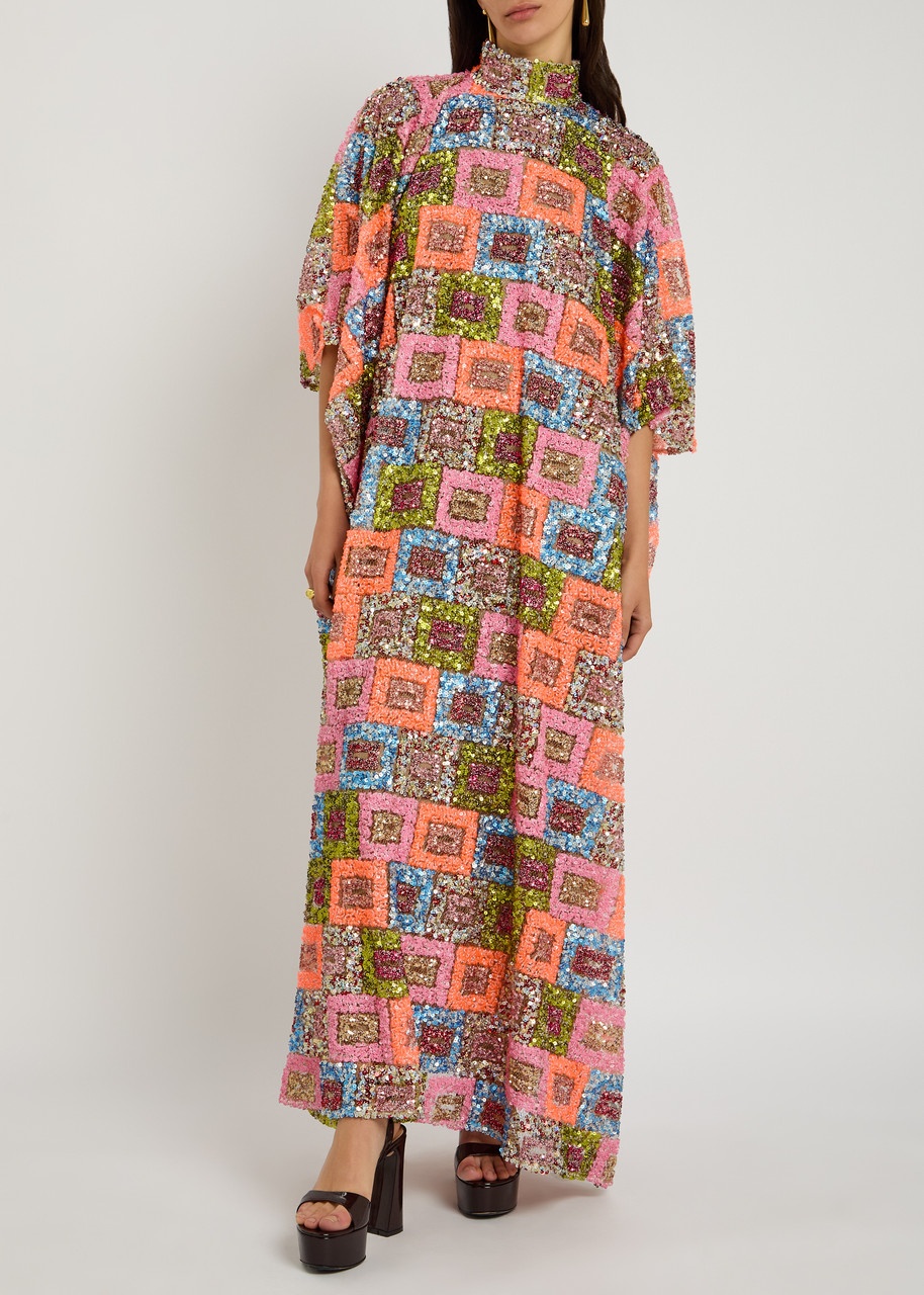Taller Marmo Bermuda Sequin-embellished Chiffon Maxi Kaftan Dress - 4