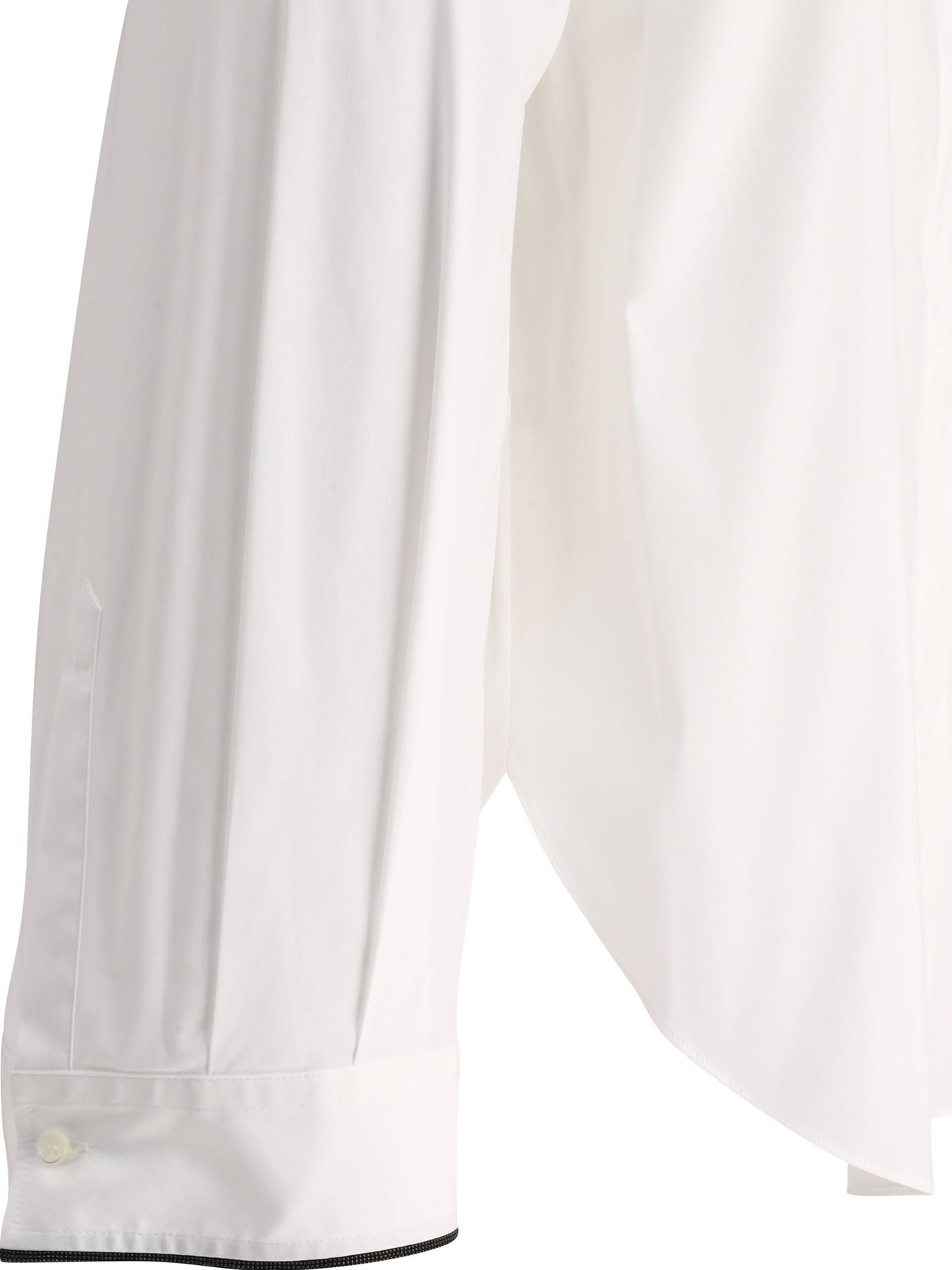 Poplin Shirt With Shiny Cuff Details Shirts White - 4