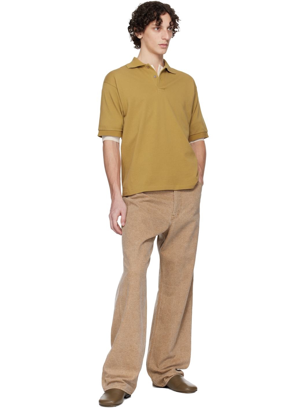 Khaki Pima Cotton Heavy Pique Polo - 4