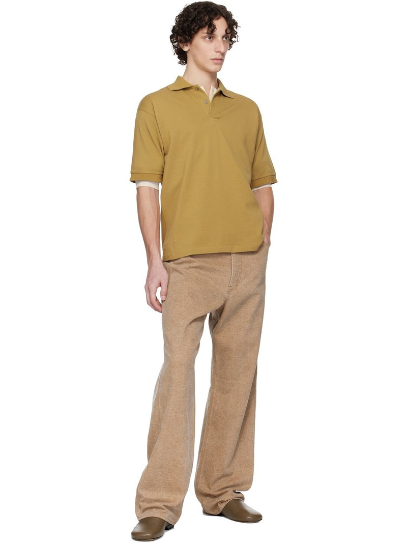 AURALEE Khaki Pima Cotton Heavy Pique Polo outlook