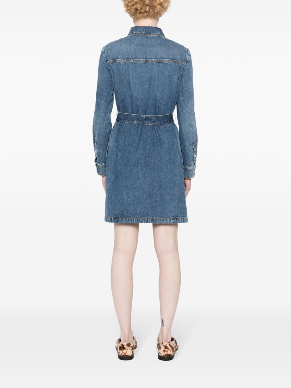 Horsebit-detail denim dress - 4