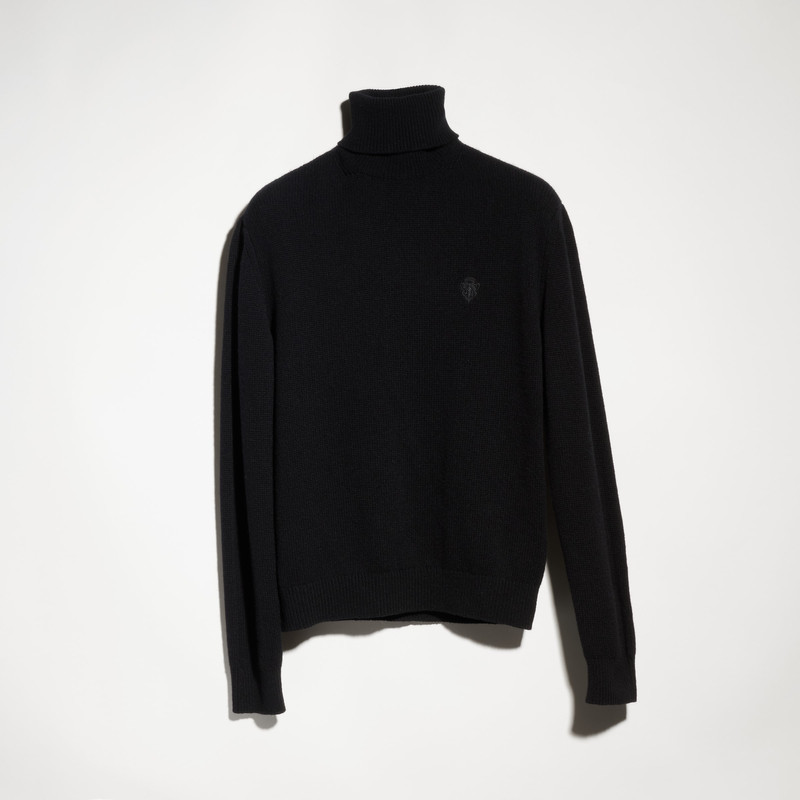 Knit cashmere turtleneck with embroidery - 1