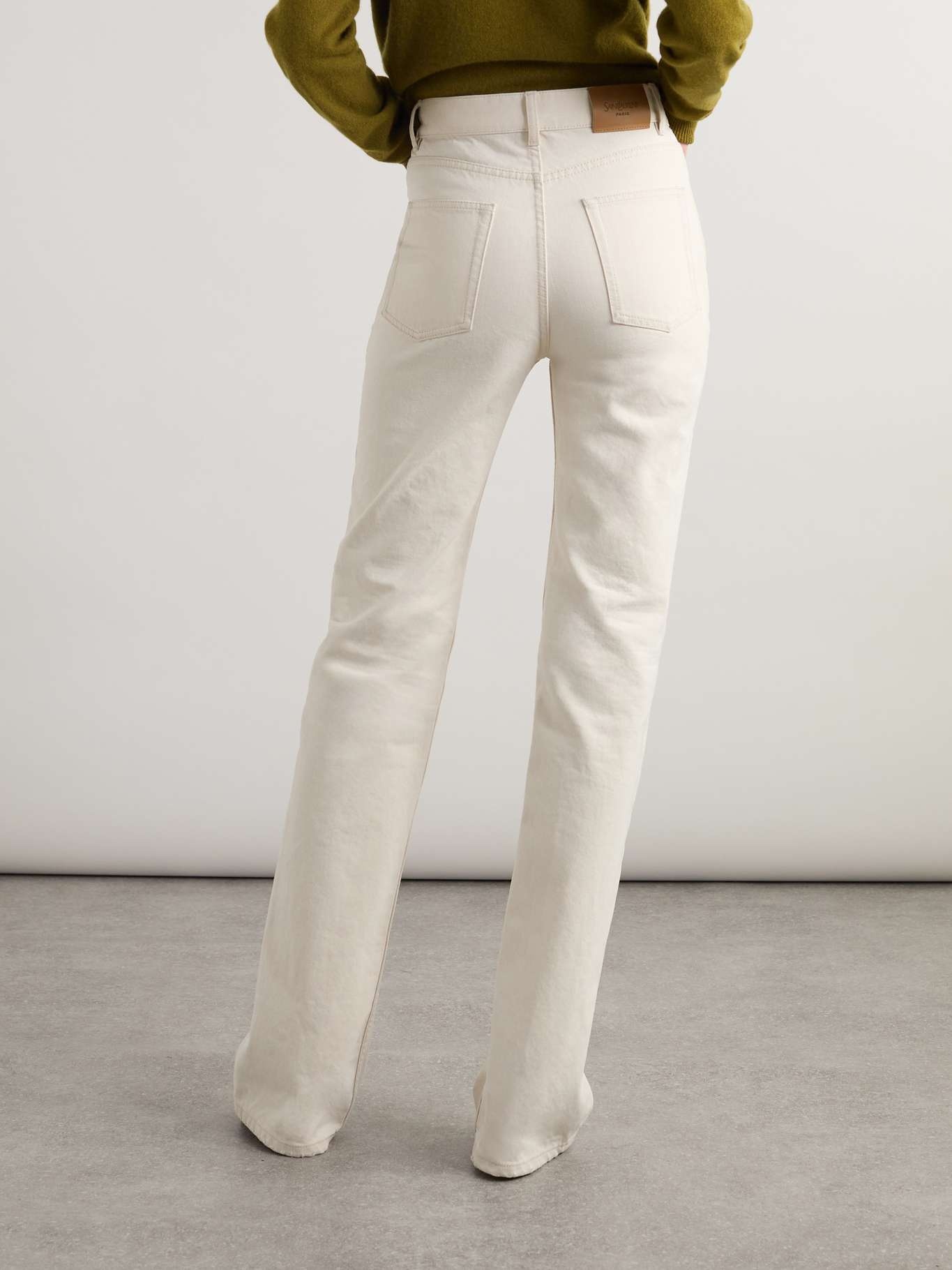 【Saint Laurent】ローライズコットンコーデュロイ bootcutパン SAINT LAURENT High-rise bootcut jeans Off-white | REVERSIBLE