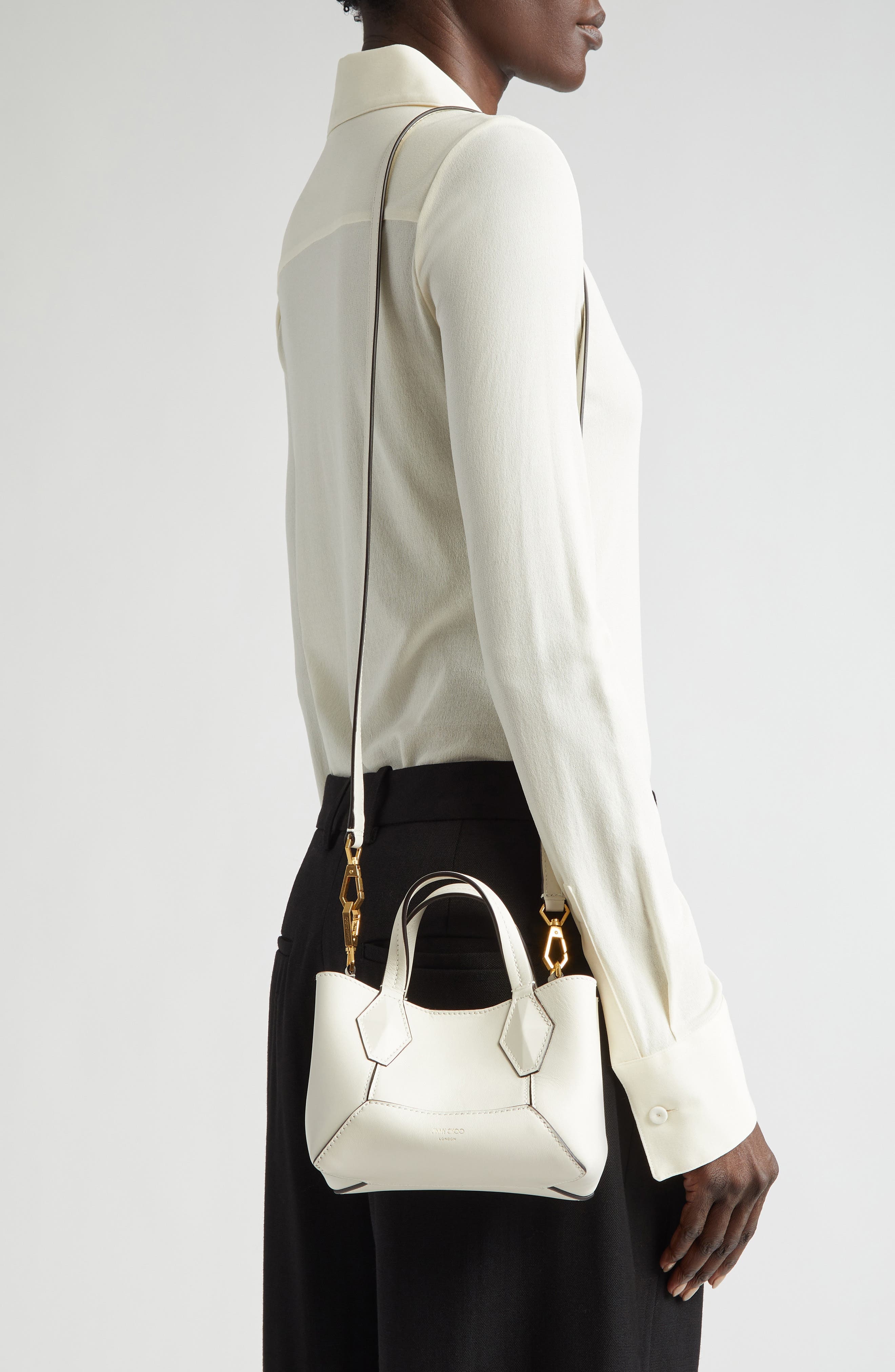 Jimmy Choo Extra Small Diamond Leather Tote in Latte/Gold at Nordstrom - 2