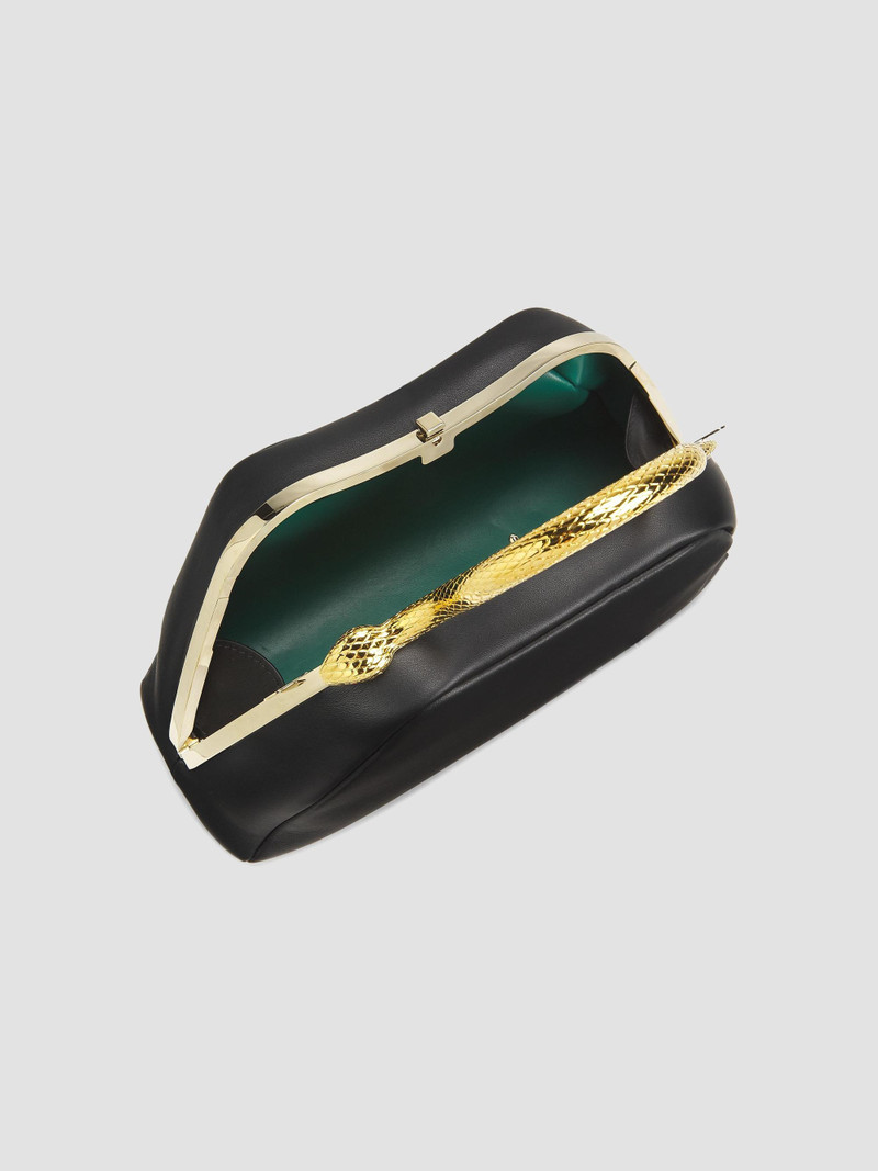 Women's Serpentine Leather Top Handle Bag - Black 4