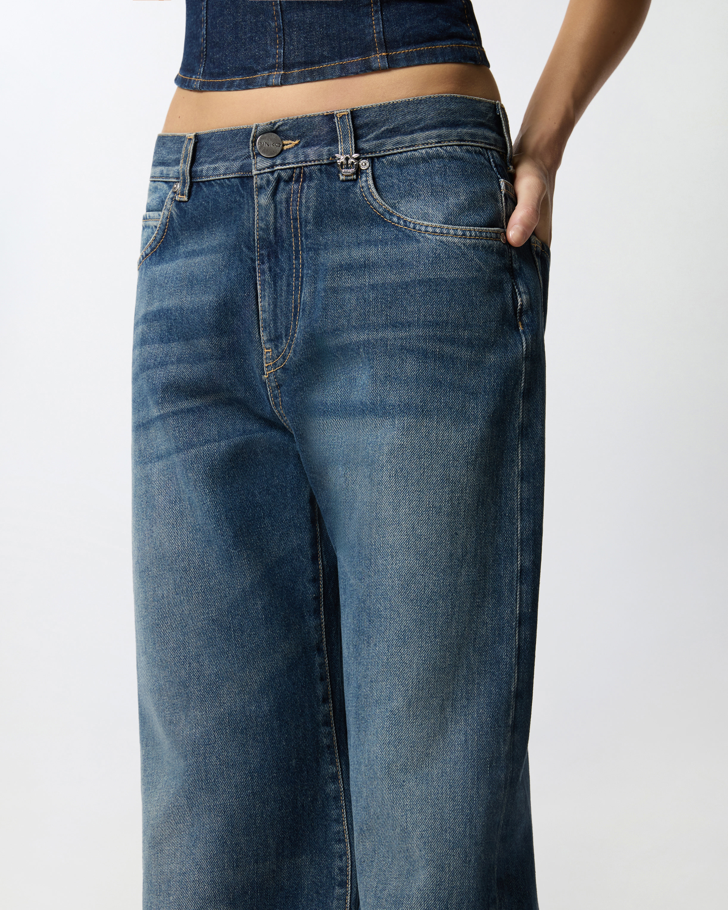 WIDE-LEG SOFT DENIM JEANS - 5