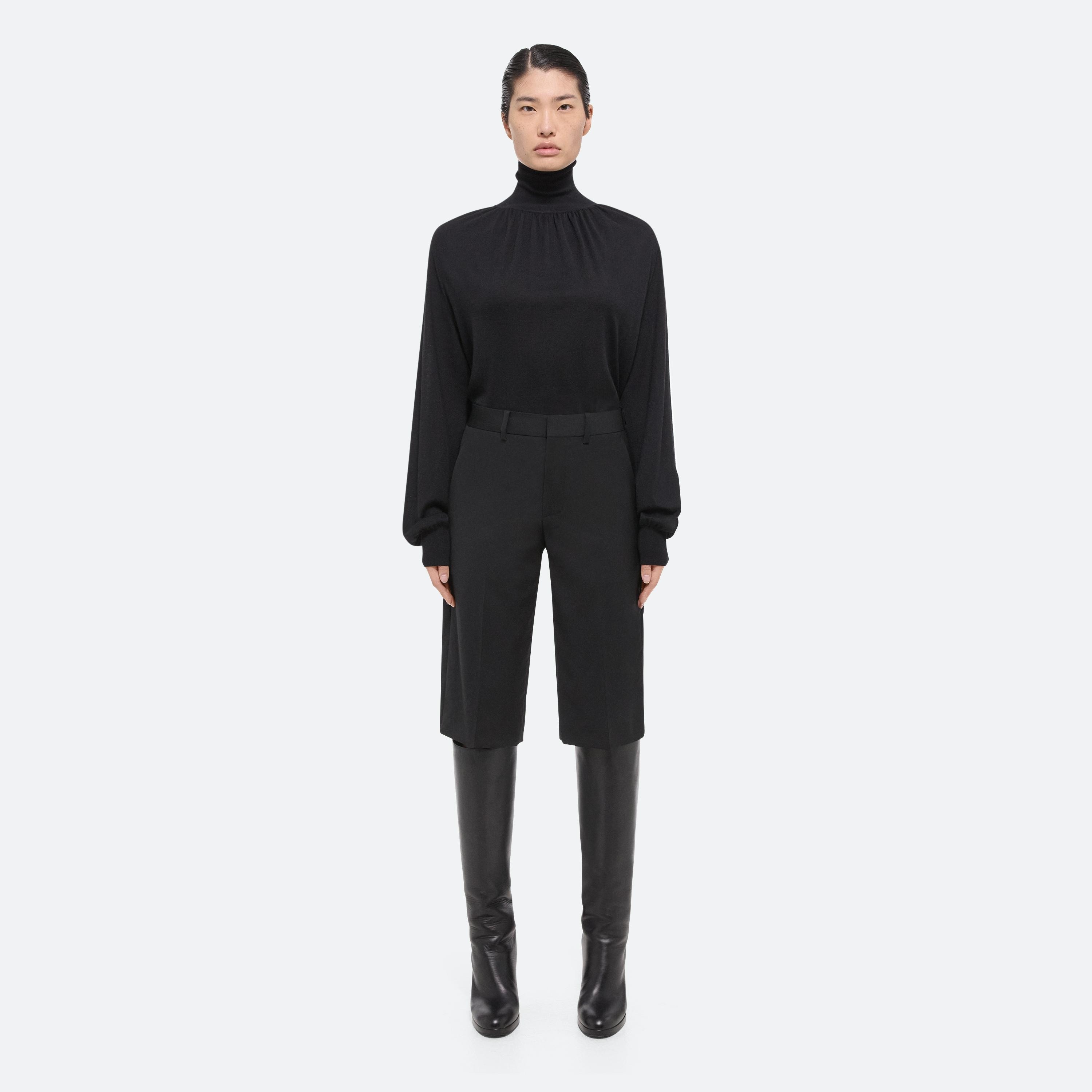 RUCHED WOOL-SILK TURTLENECK - 3