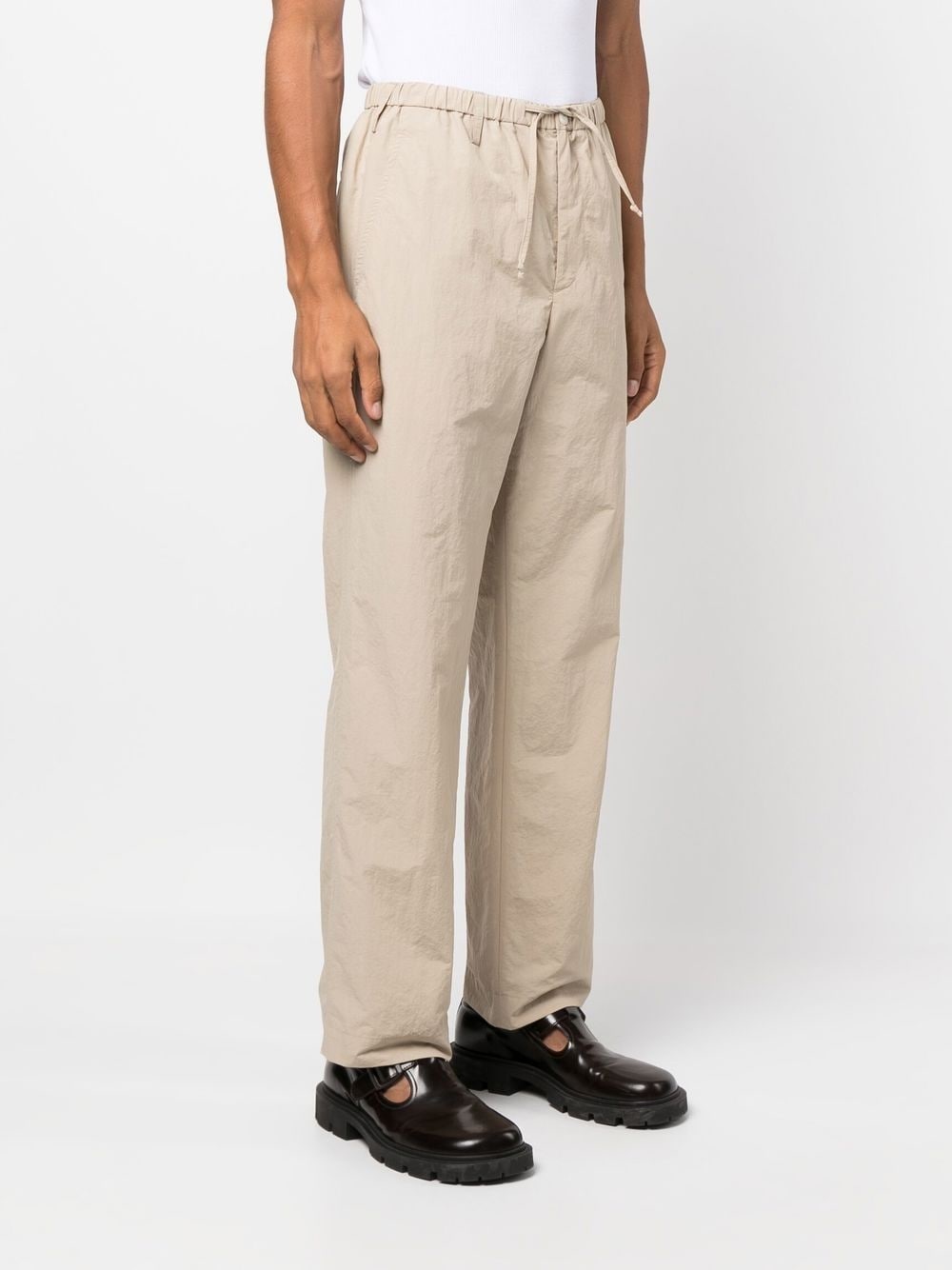 elasticated-waist straight-leg trousers - 3