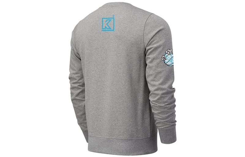 New Balance New Balance Men's New Balance Round Neck Solid Color Funny Pattern Long Sleeves Gray MT03619-AG outlook