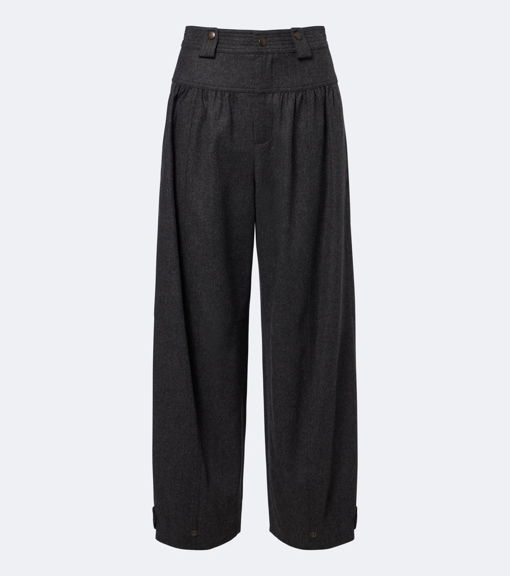 Wool and cashmere flannel barrel-leg pants - 1
