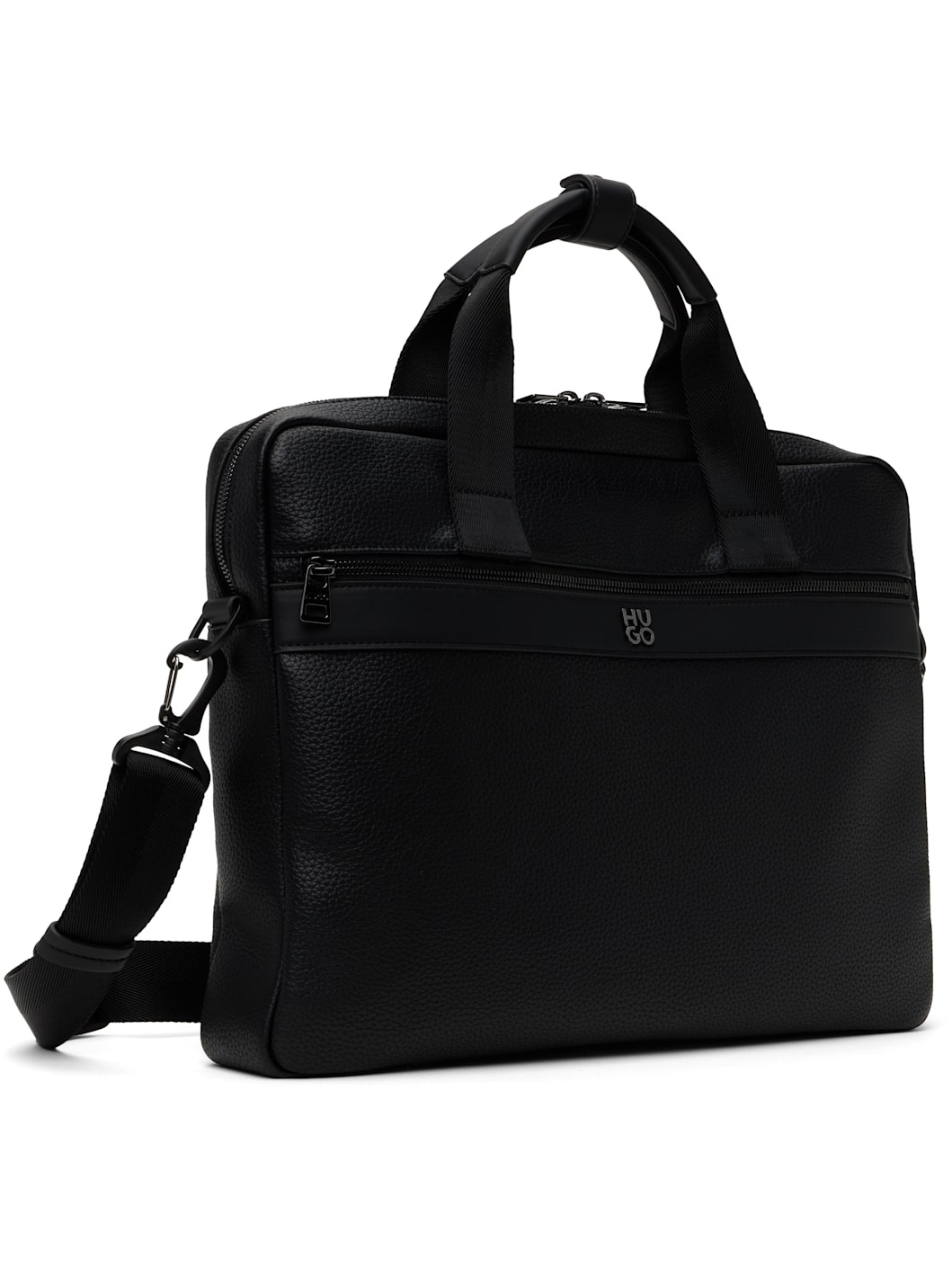Black Logo Hardware Faux-Leather Briefcase - 2