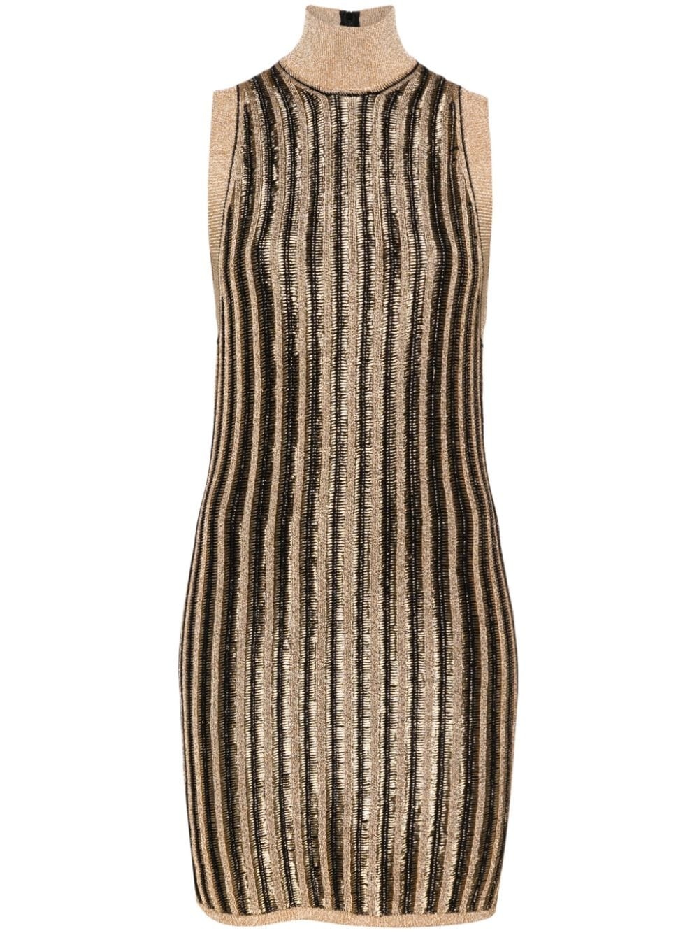 high-neck ribbed minidress - 1