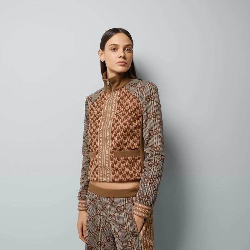 G rhombus jersey jacquard zip jacket 5