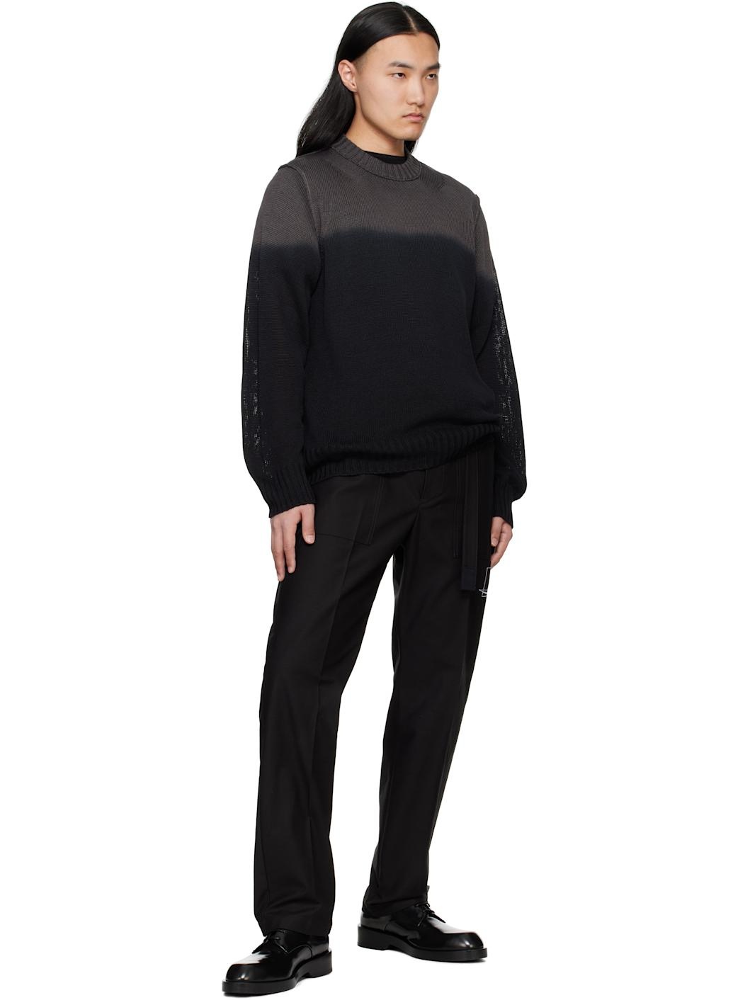 Black & Gray Garment Dye Knit Sweater - 4