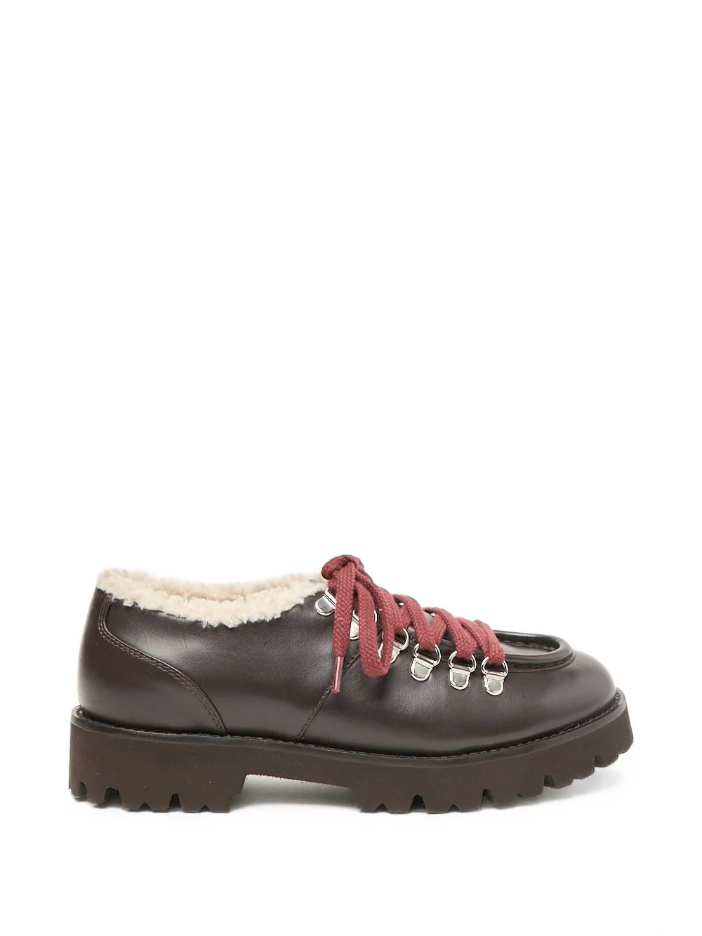 shearling-trim lug-sole lace-up shoes - 1