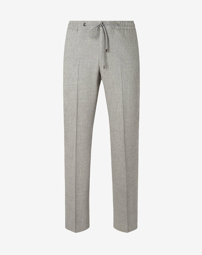 Light grey wool flannel and cashmere trousers 1