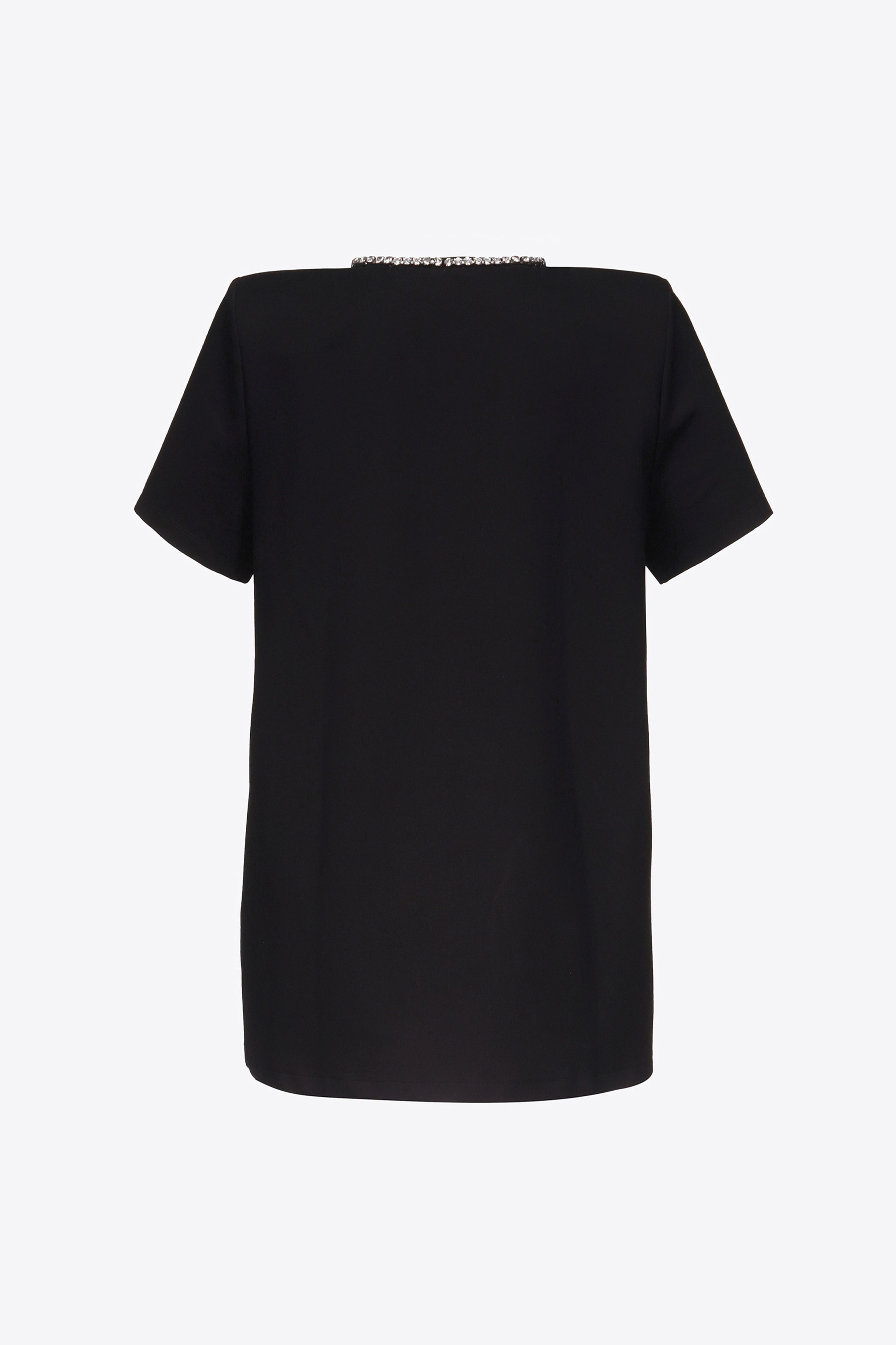 CRYSTAL BOW V-NECK T-SHIRT DRESS - 2