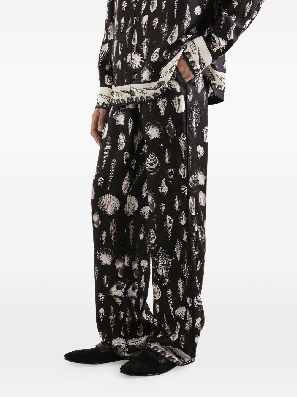 shell-print silk trousers - 3