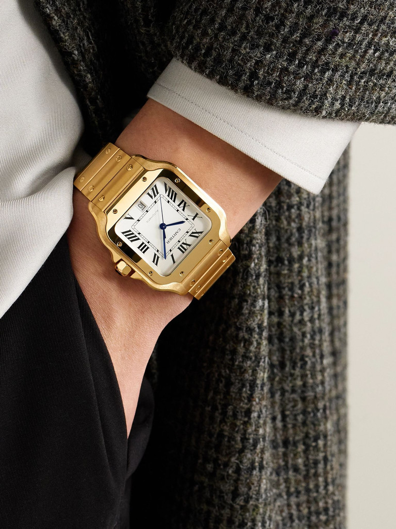 Cartier Santos De Cartier Large Automatic 39.8mm 18-Karat Gold and Alligator Watch, Ref. No. CRWGSA0029 Gold outlook