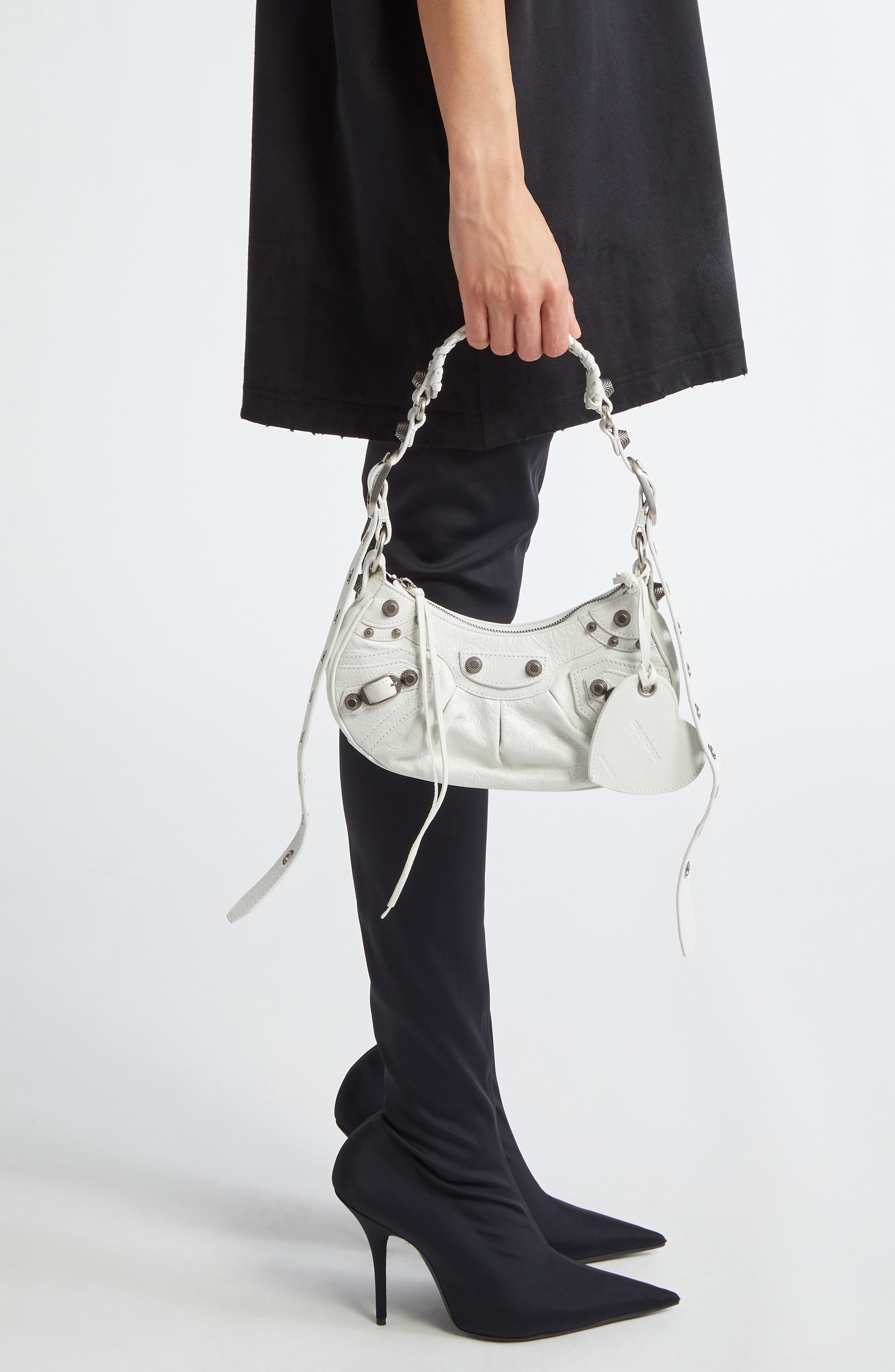 Balenciaga Extra Small Le Cagole Lambskin Shoulder Bag in Optic White at Nordstrom - 3