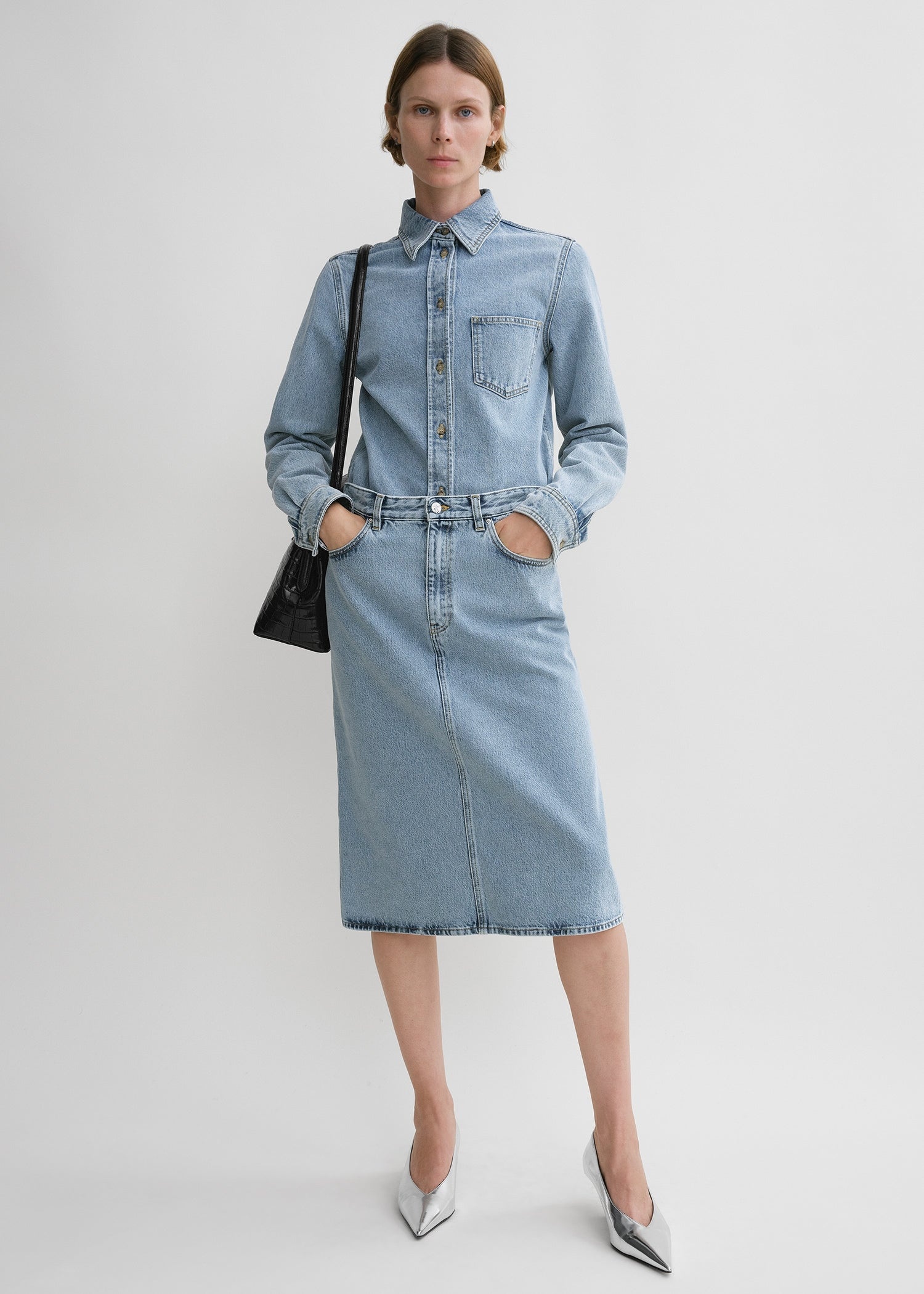 Denim midi skirt cool blue - 2