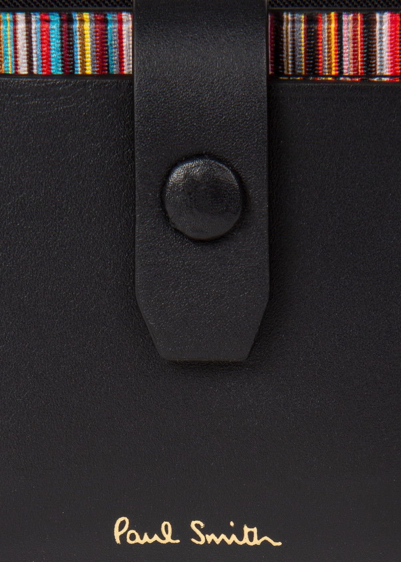 Black Leather Credit Hard Holder With 'Signature Stripe' Pull Out 3