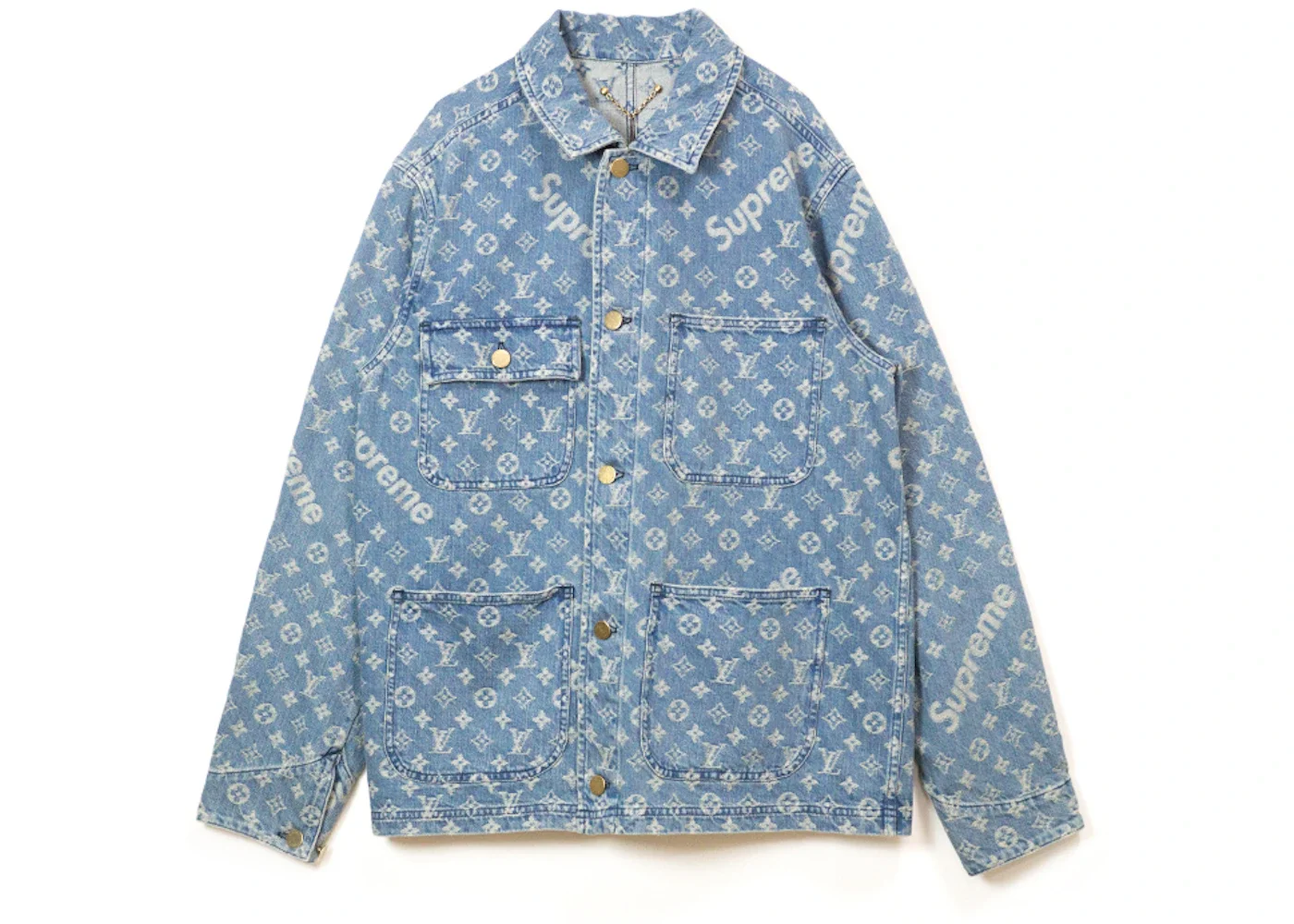 Supreme x Louis Vuitton Jacquard Denim Chore Coat Blue - 1