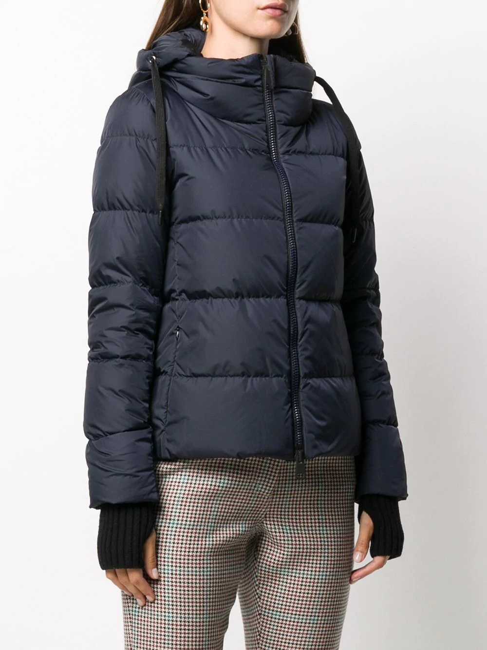 feather-down puffer jacket with detachable hood and glove detailing - 3