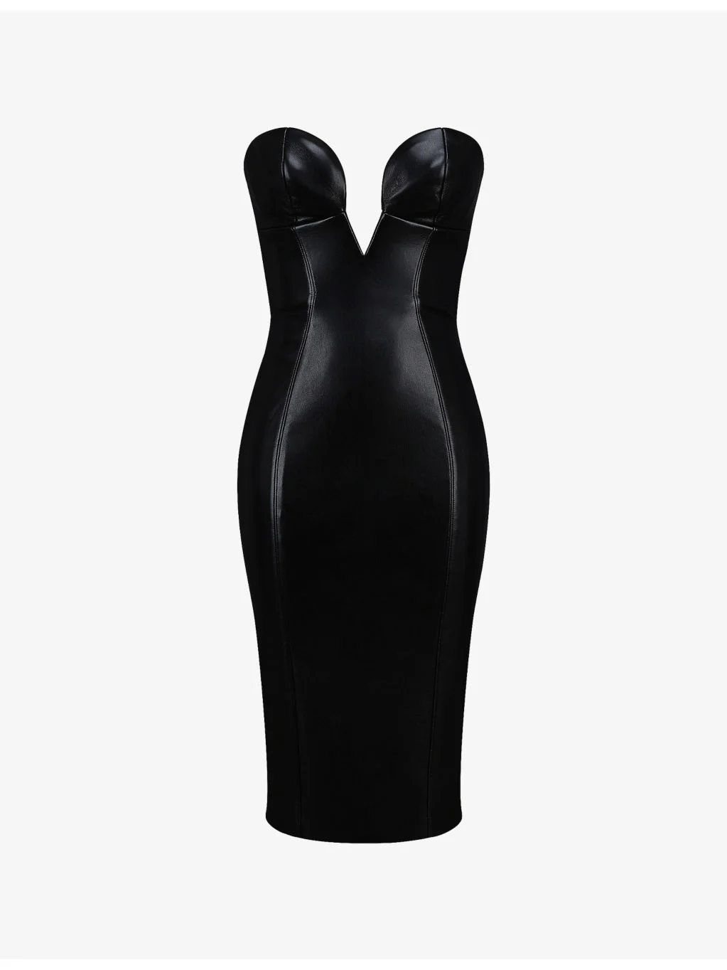 Shia Strapless Faux-Leather Midi Dress - 1
