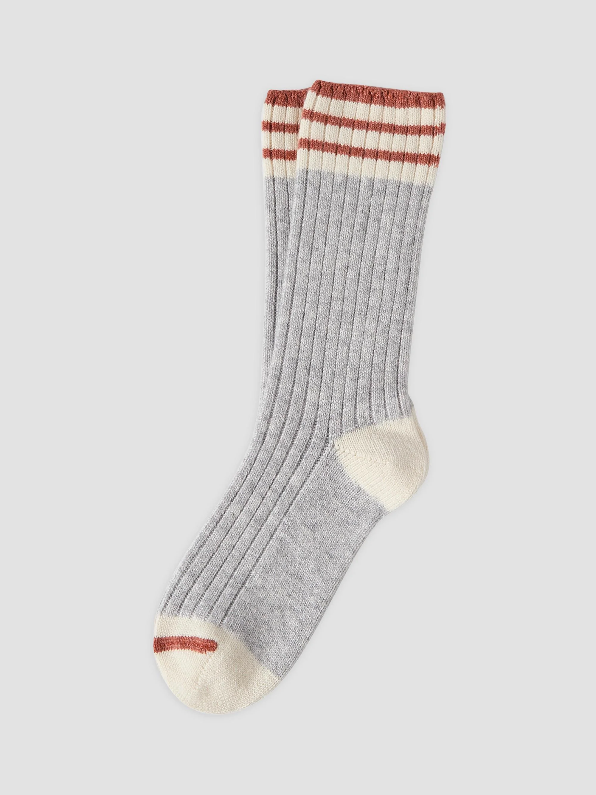 Men's Cashmere Rib Knit Socks - Light Grey - 1
